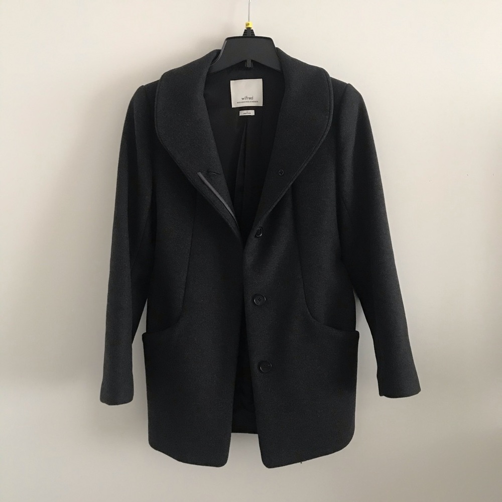 Aritzia dark grey wool & cashmere coat